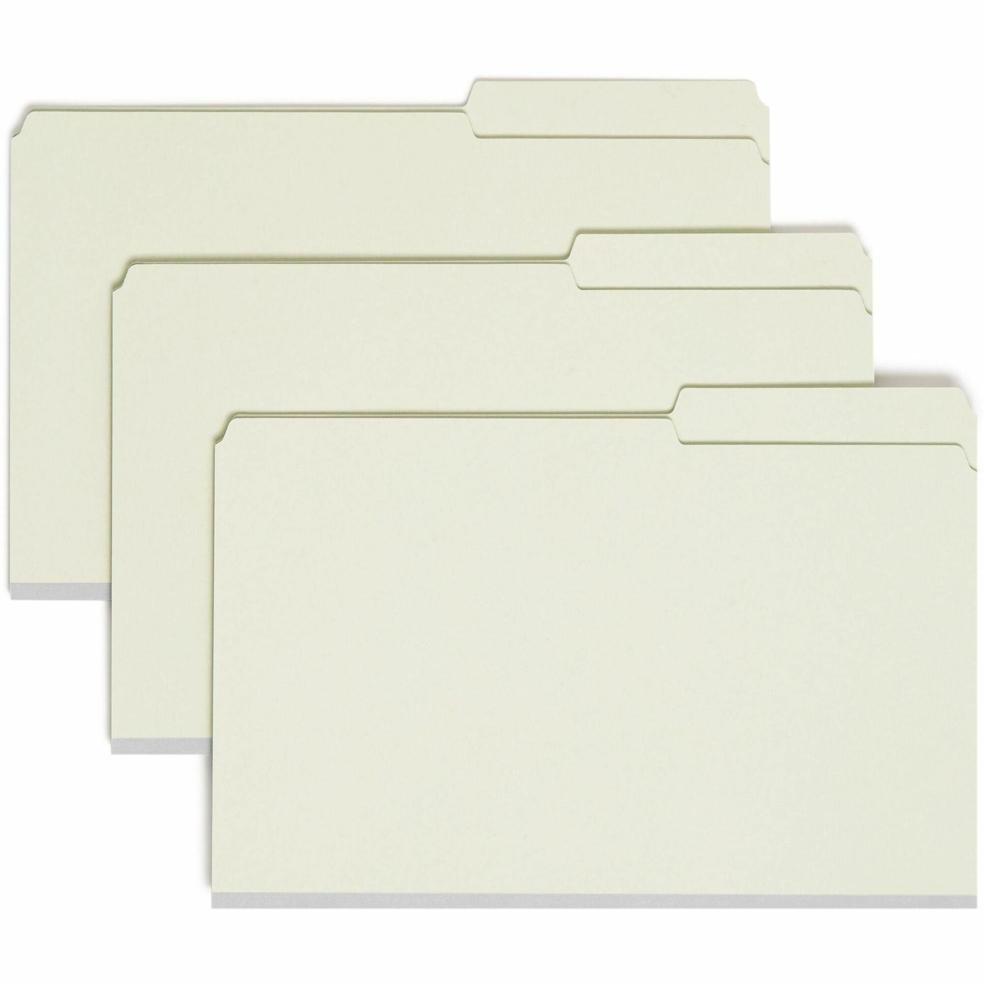 Smead 2/5 Tab Cut Legal Recycled Fastener Folder - 8 1/2" x 14" - 2" Expansion - 2 x 2S Fastener(s) - Top Tab Location - Right Tab Position - 25 pt. - Pressboard - Gray, Green - 100% Recycled - 25 / Box
