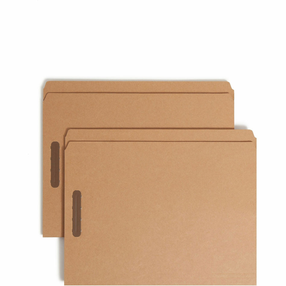 Smead Straight Tab Cut Letter Recycled Fastener Folder - 8 1/2" x 11" - 2 x 2K Fastener(s) - 11 pt. - 2 Plys - Kraft - 10% Recycled - 50 / Box