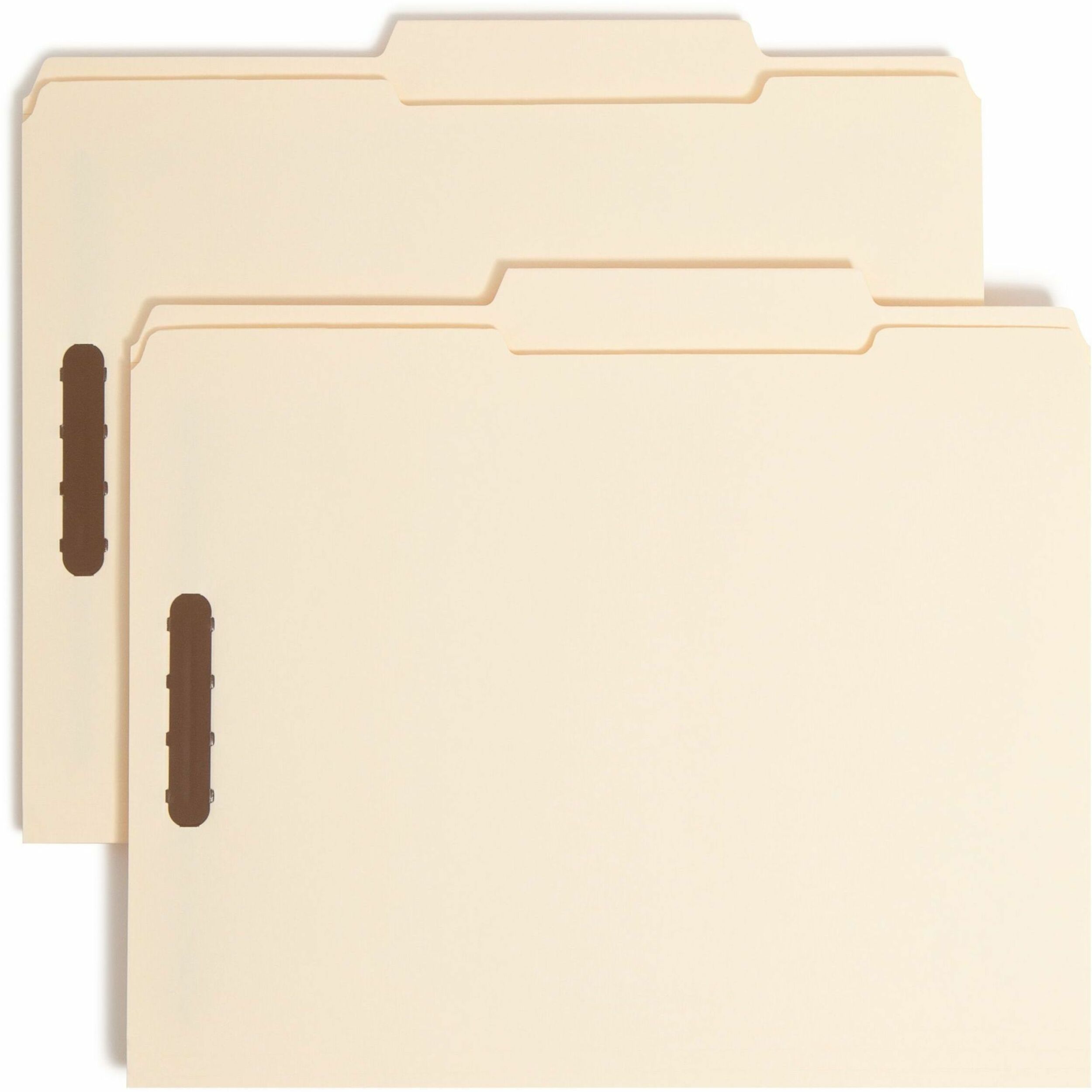 Smead 1/3 Tab Cut Letter Recycled Fastener Folder - 8 1/2" x 11" - 3/4" Expansion - 2 x 2K Fastener(s) - 2" for Folder - Top Tab Location - Third Tab Position - 11 pt. - 2 Plys - Manila - Reinforced Tab - 10% Recycled - 50 / Box