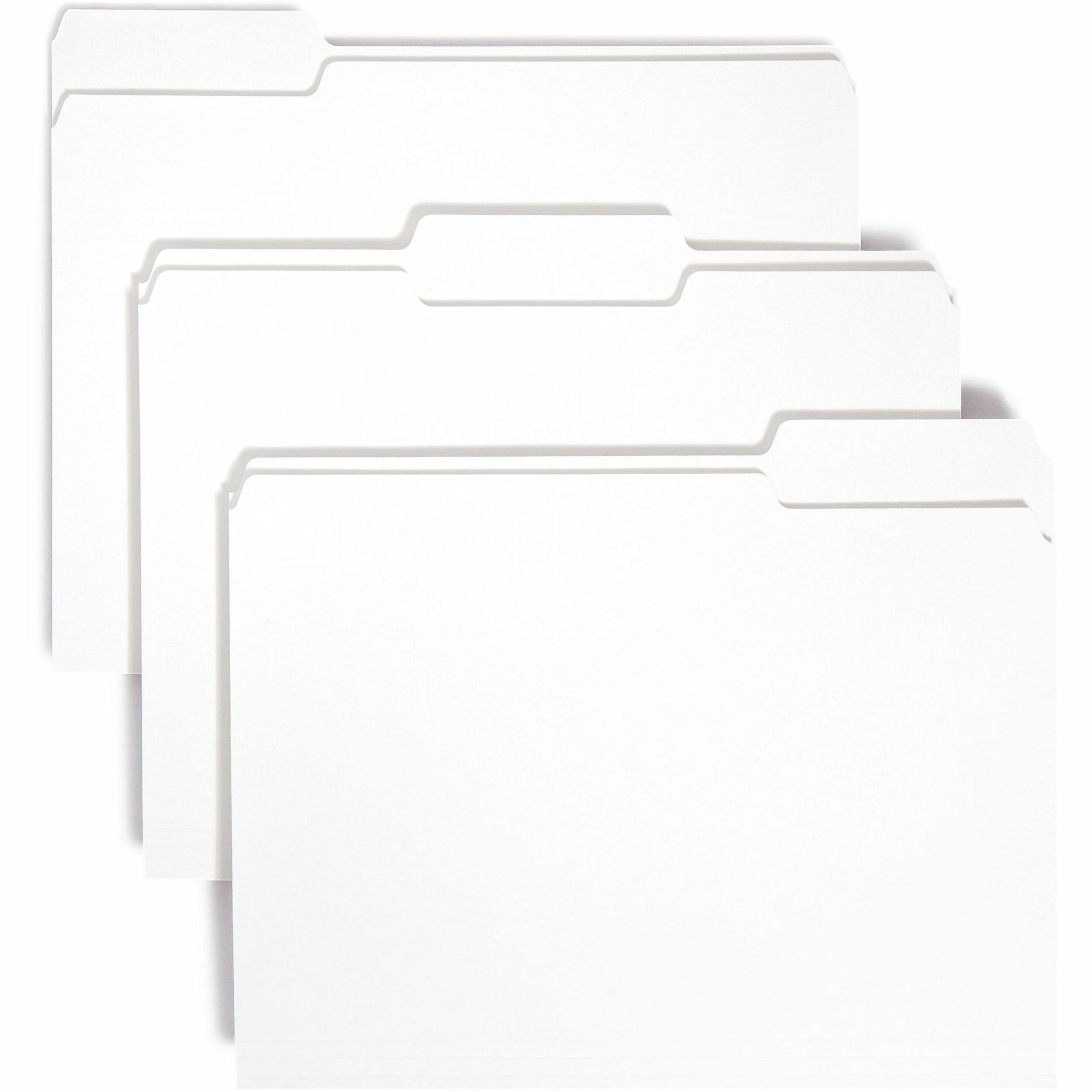 Smead Colored 1/3 Tab Cut Letter Recycled Top Tab File Folder - 8 1/2" x 11" - Top Tab Location - Assorted Tab Position - 11 pt. - 1 Plys - White - 10% Recycled - 100 / Box