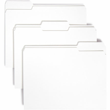 Smead Colored 1/3 Tab Cut Letter Recycled Top Tab File Folder - 8 1/2" x 11" - Top Tab Location - Assorted Tab Position - 11 pt. - 1 Plys - White - 10% Recycled - 100 / Box