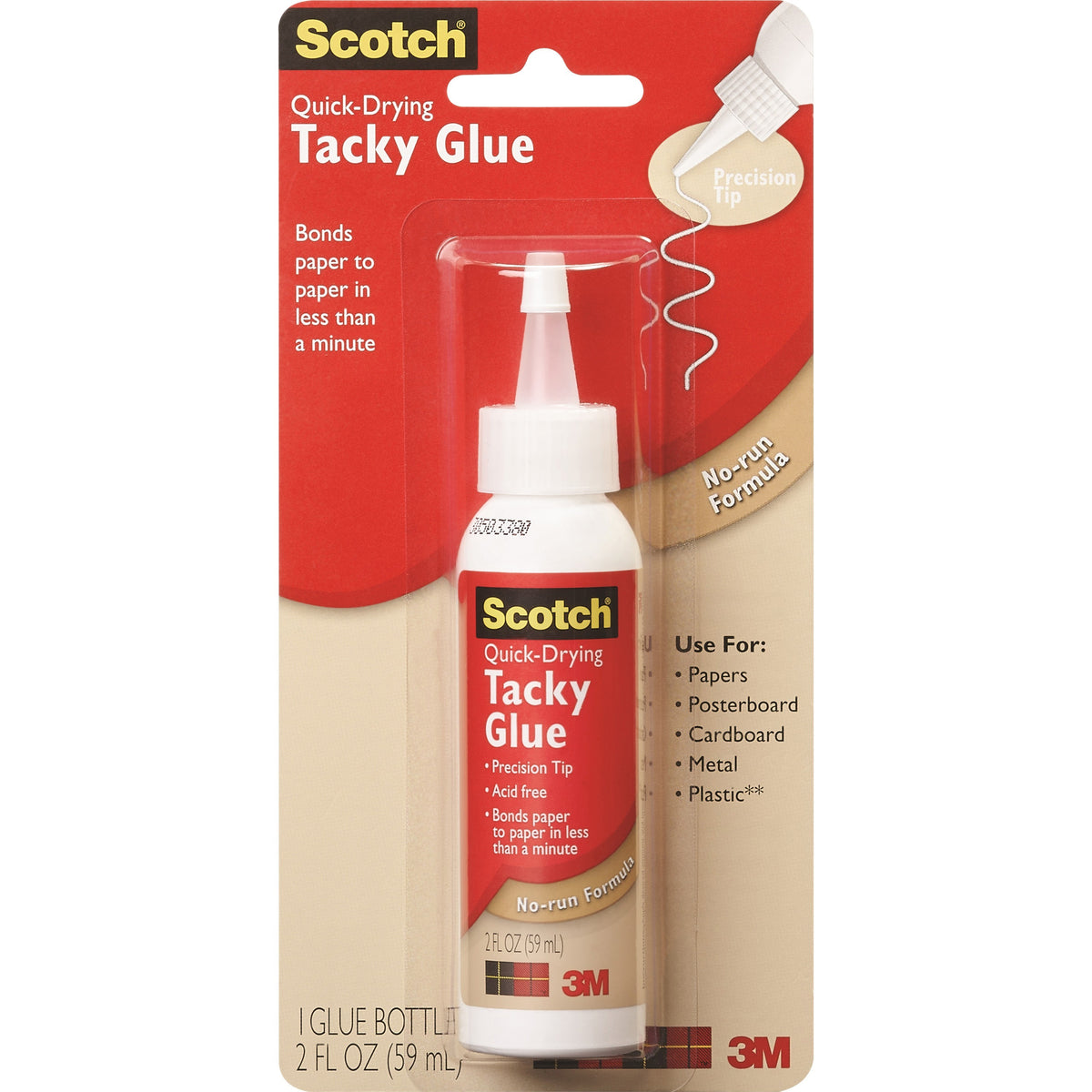 Scotch Quick-drying Tacky Glue - 2 oz - Clear - 1 / Pack