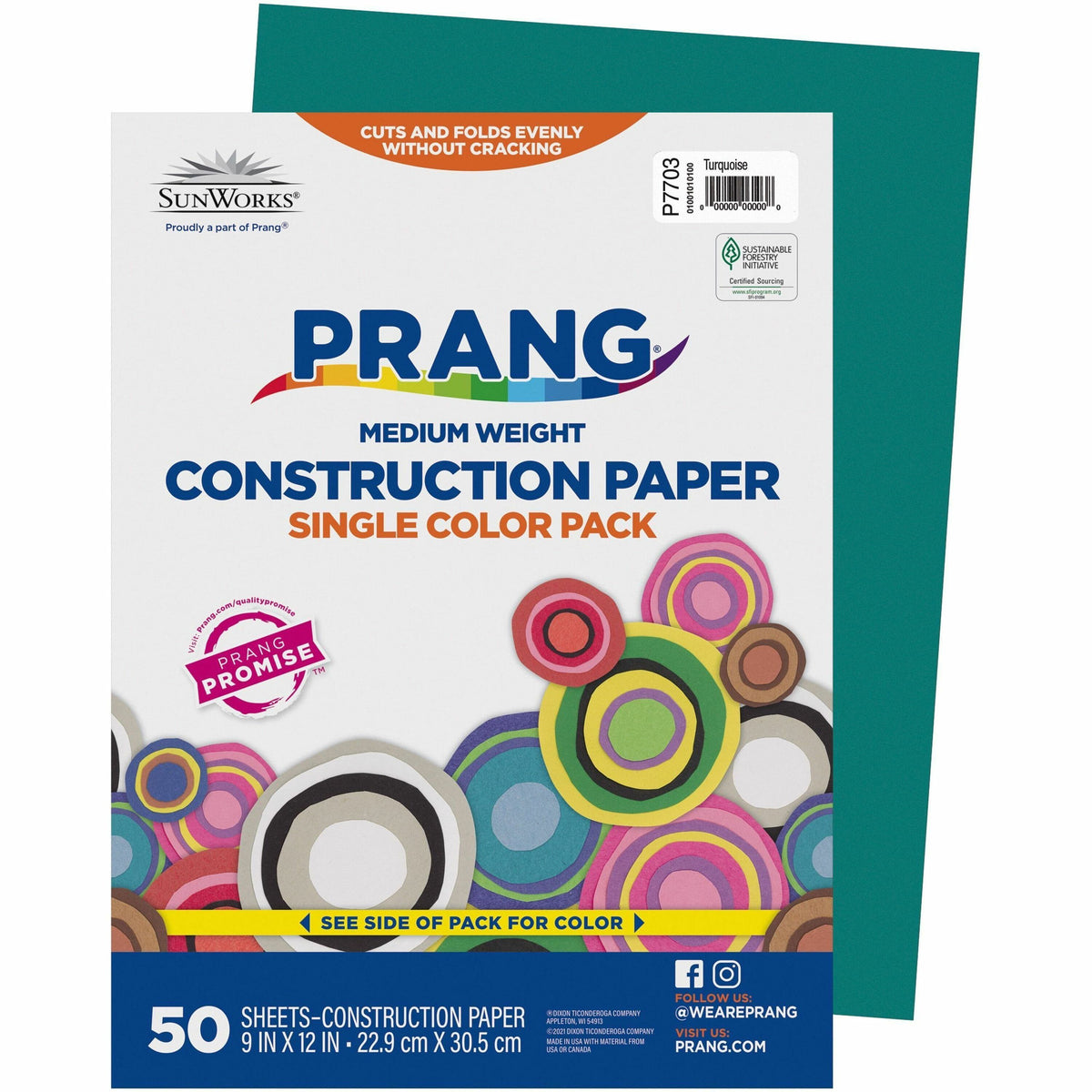 Prang Construction Paper - Multipurpose - 12" Width x 9" Length - Turquoise - Paper - 50 / Pack
