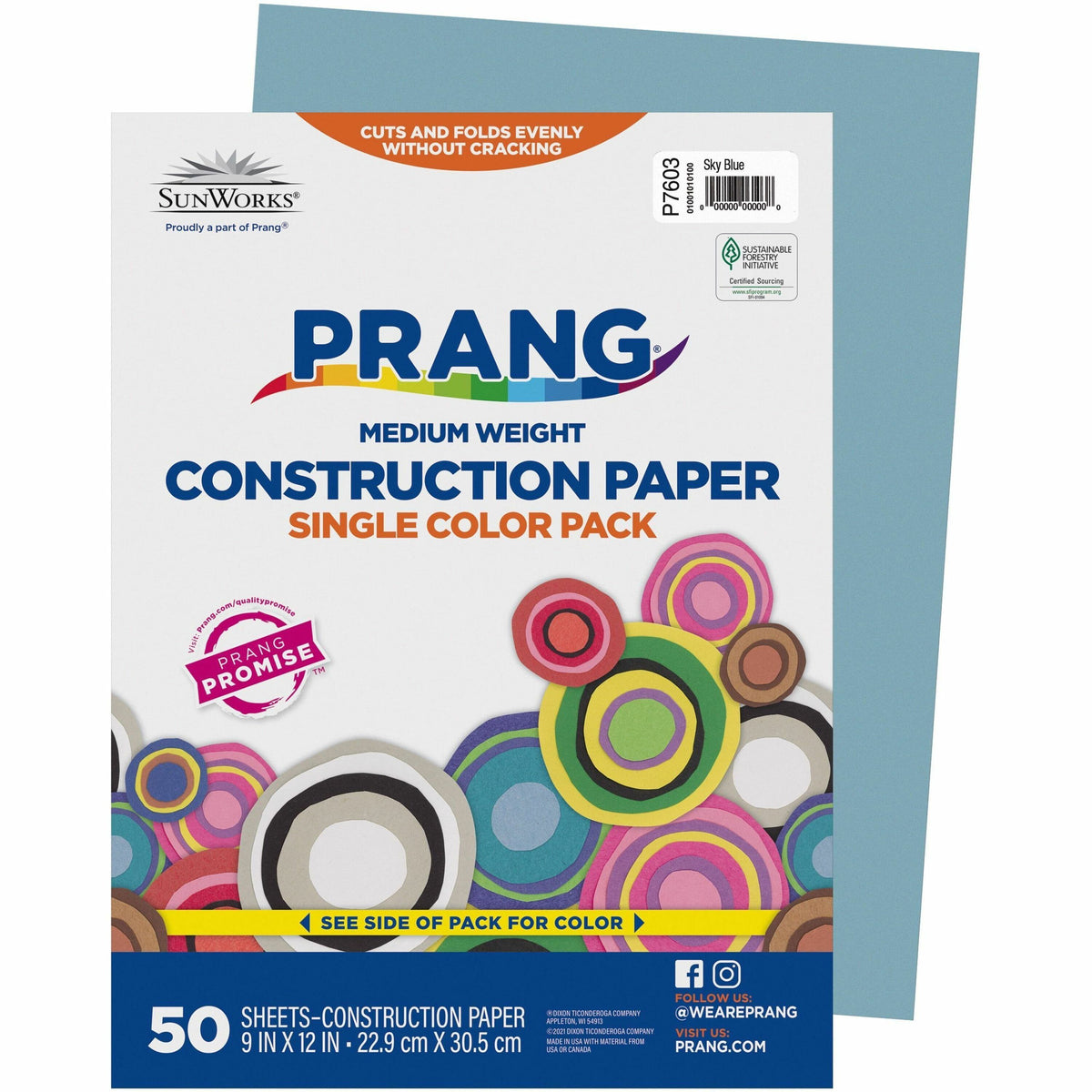 Prang Construction Paper - Multipurpose - 12" Width x 9" Length - Sky Blue - Groundwood - 50 / Pack