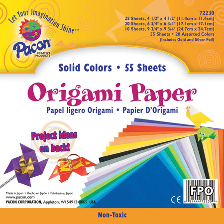 Pacon Origami Paper - Craft, Art - 9.75" Height x 9.75" Width - Assorted - 55 / Pack