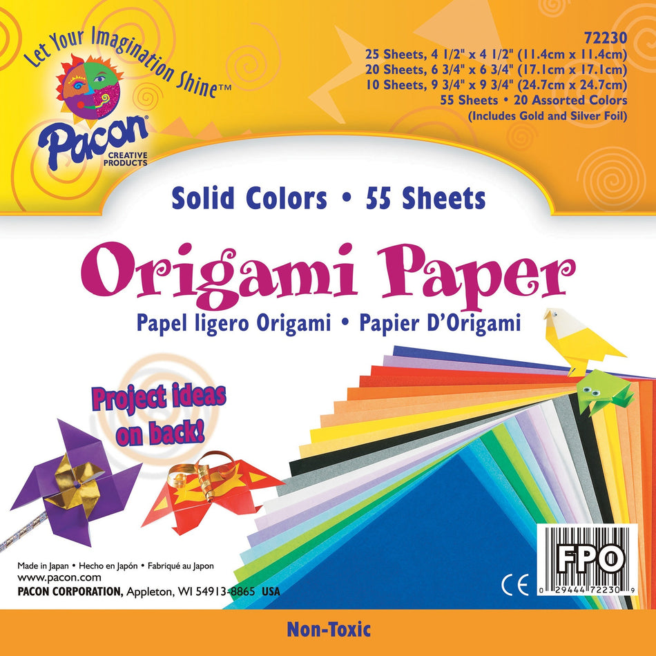 Pacon Origami Paper - Craft, Art - 9.75" Height x 9.75" Width - Assorted - 55 / Pack