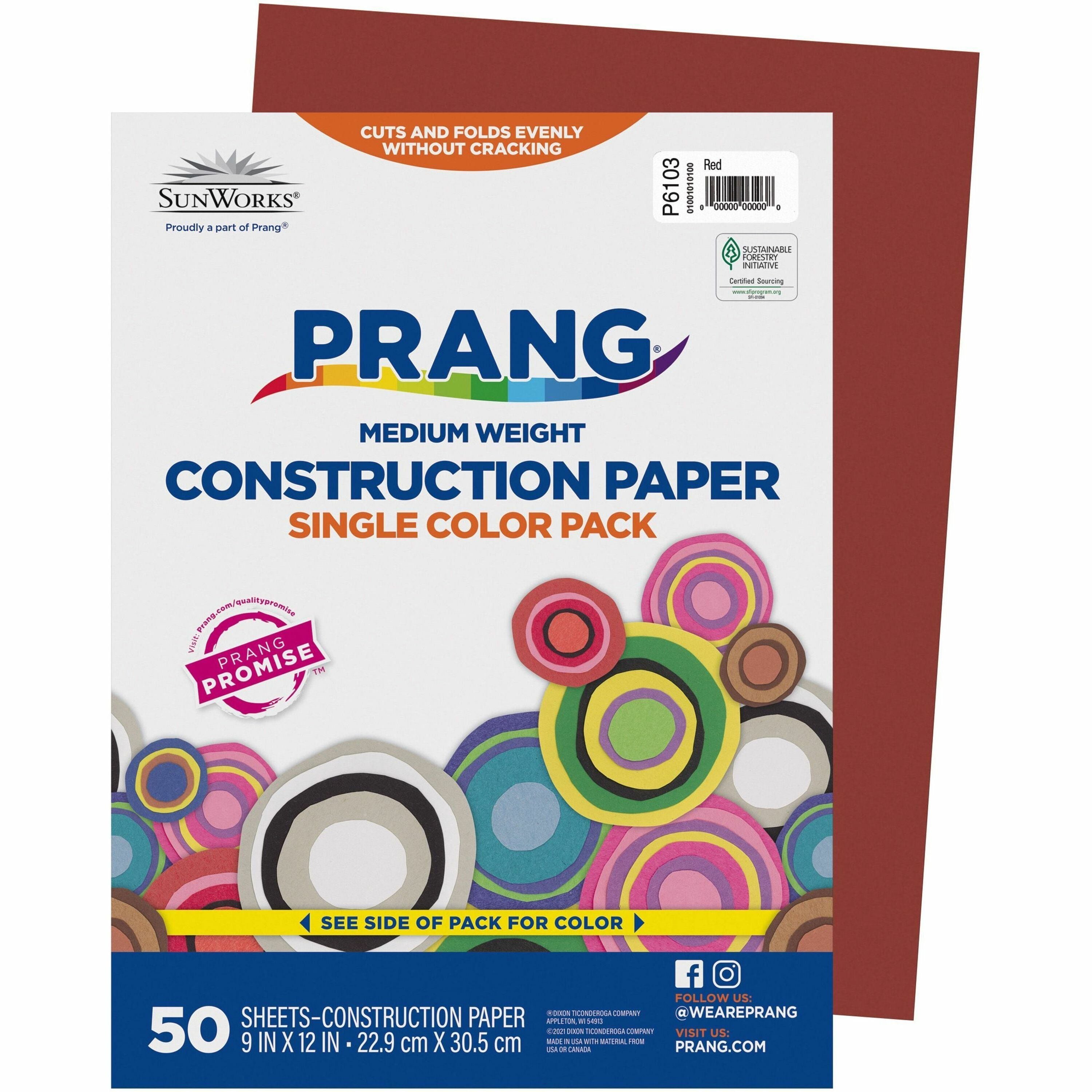 Prang Construction Paper - Multipurpose - 12" Width x 9" Length - Red - Groundwood - 50 / Pack