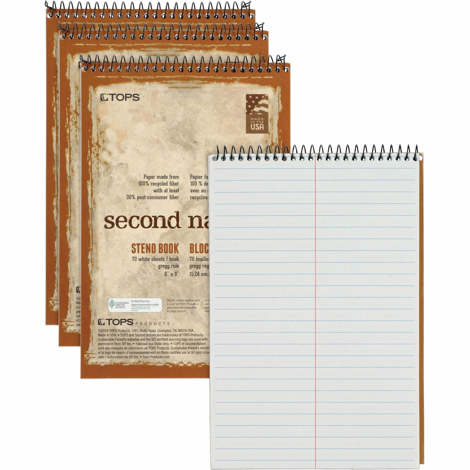 TOPS Second Nature Spiral Steno Notebook - 2000