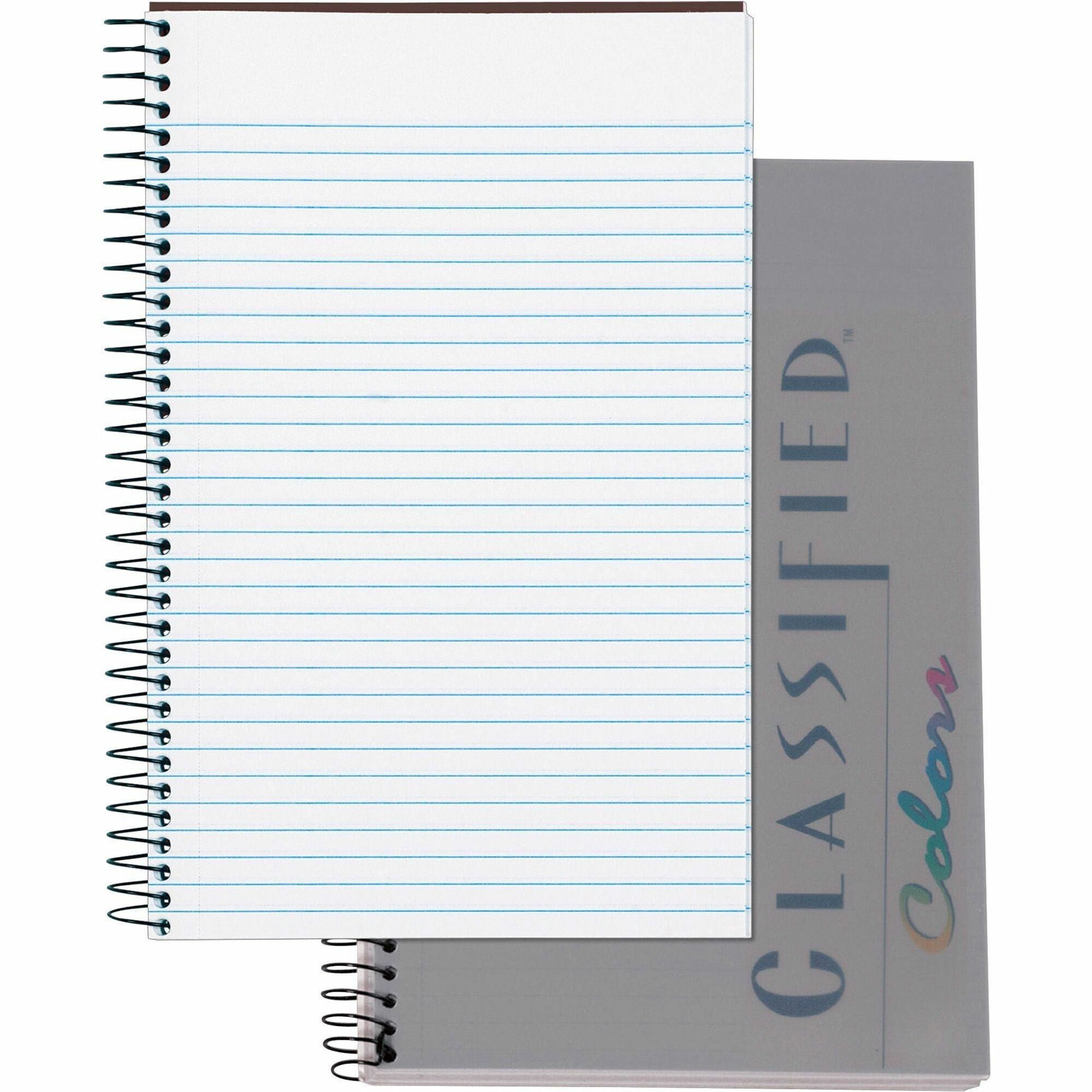 TOPS Classified Business Notebooks - Letter - 100 Sheets - Front Ruling Surface - 20 lb Basis Weight - Letter - 5 1/2" x 8 1/2" Sheet Size - Graphite Plastic Cover - Perforated - 1 Each