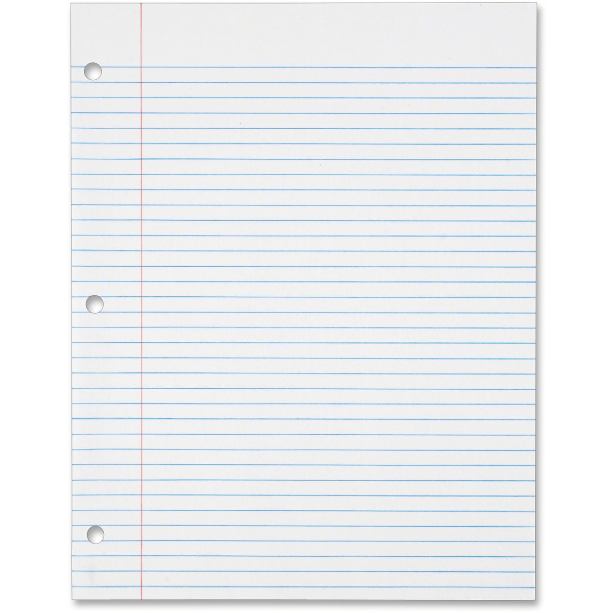TOPS 16 - lb. College - ruled 3H Punched Filler Paper - Letter - 500 Sheets - 0.31" Ruled - Ruled Red Margin - 16 lb Basis Weight - Letter - 8 1/2" x 11" Sheet Size - White Paper - 500 / Pack