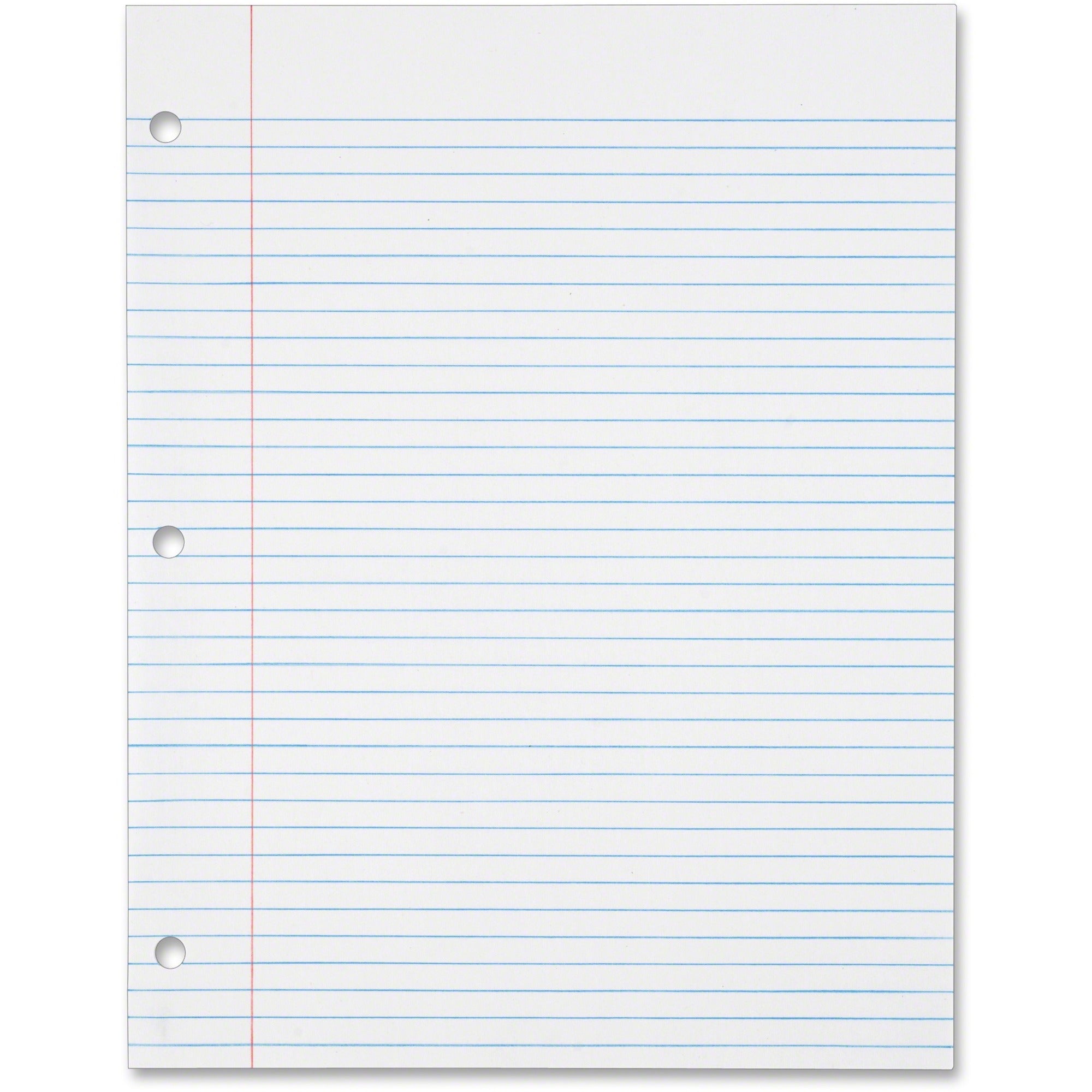 TOPS 16 - lb. College - ruled 3H Punched Filler Paper - Letter - 500 Sheets - 0.31" Ruled - Ruled Red Margin - 16 lb Basis Weight - Letter - 8 1/2" x 11" Sheet Size - White Paper - 500 / Pack