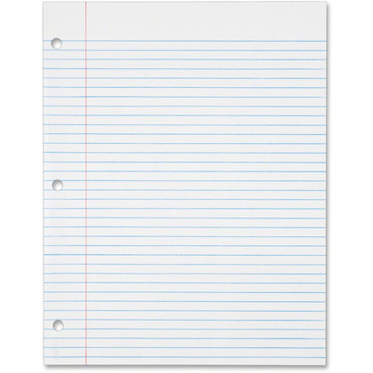 TOPS 16 - lb. College - ruled 3H Punched Filler Paper - Letter - 500 Sheets - 0.31" Ruled - Ruled Red Margin - 16 lb Basis Weight - Letter - 8 1/2" x 11" Sheet Size - White Paper - 500 / Pack