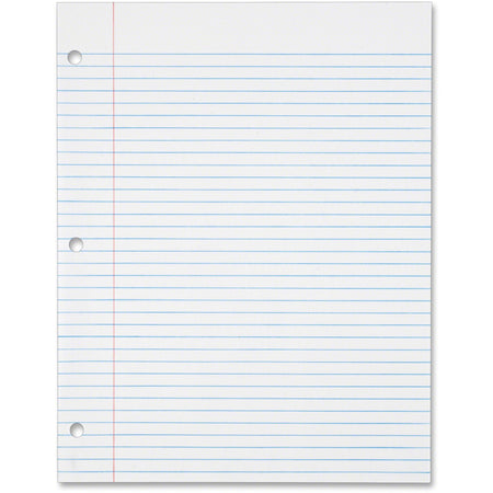 TOPS 16 - lb. College - ruled 3H Punched Filler Paper - Letter - 500 Sheets - 0.31" Ruled - Ruled Red Margin - 16 lb Basis Weight - Letter - 8 1/2" x 11" Sheet Size - White Paper - 500 / Pack