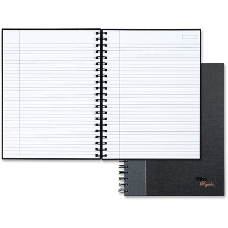 TOPS Royale Executive Wirebound Notebook - 96 Sheets - Wire Bound - 20 lb Basis Weight - 8" x 10 1/2" Sheet Size - White Paper - Black Geltex, Gray Cover - Hard Cover, Index Sheet, Perforated - 1 Each