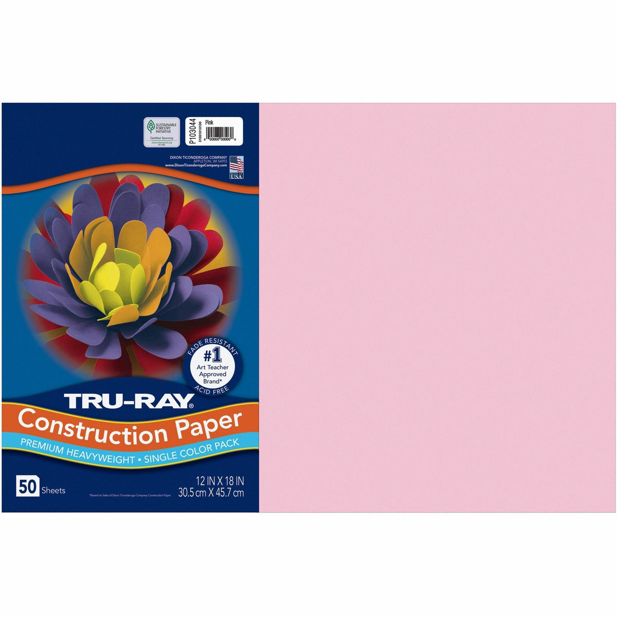 Tru-Ray Heavyweight Construction Paper - 18" Width x 12" Length - Pink - Sulphite - 50 / Pack