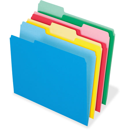 Pendaflex 1/3 Tab Cut Letter Recycled Top Tab File Folder - 8 1/2" x 11" - Top Tab Location - Assorted Tab Position - 11 pt. - Assorted - Labeling Area, Acid-free - 10% Recycled - 24 / Pack