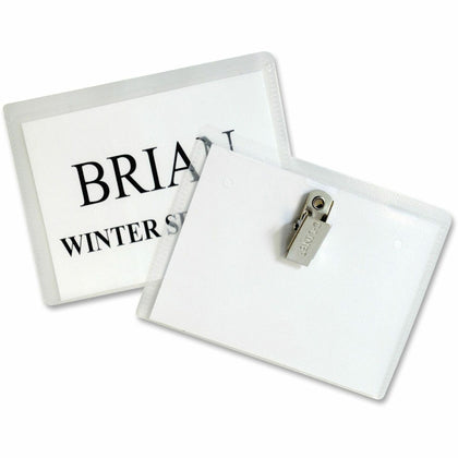 C-Line Laser/Inkjet Clip Style Badge Holder Kit - 4’’ x 3’’ - White - 96/Box - ID Badges & Supplies