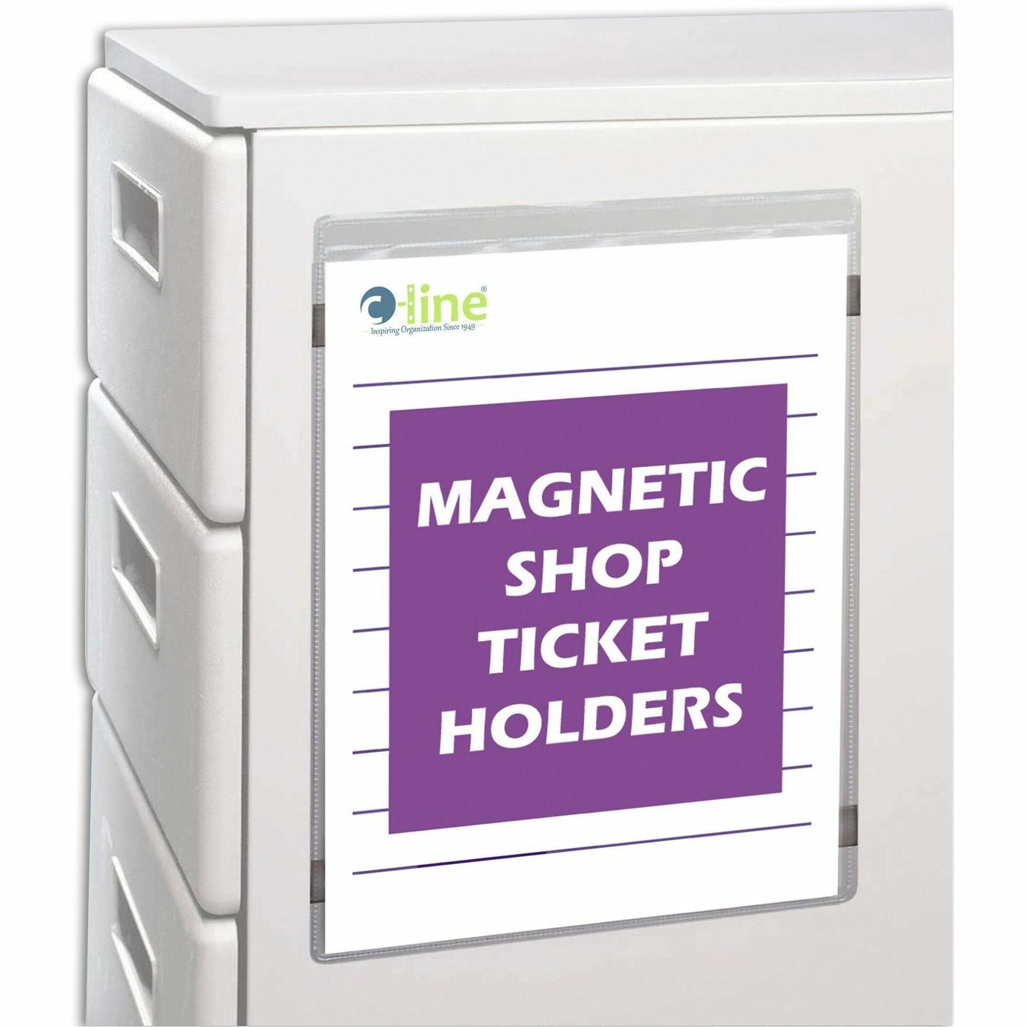 C-Line Magnetic Shop Ticket Holders - Support 8.50" x 11" Media - Vinyl - Clear - Durable - 15 / Box