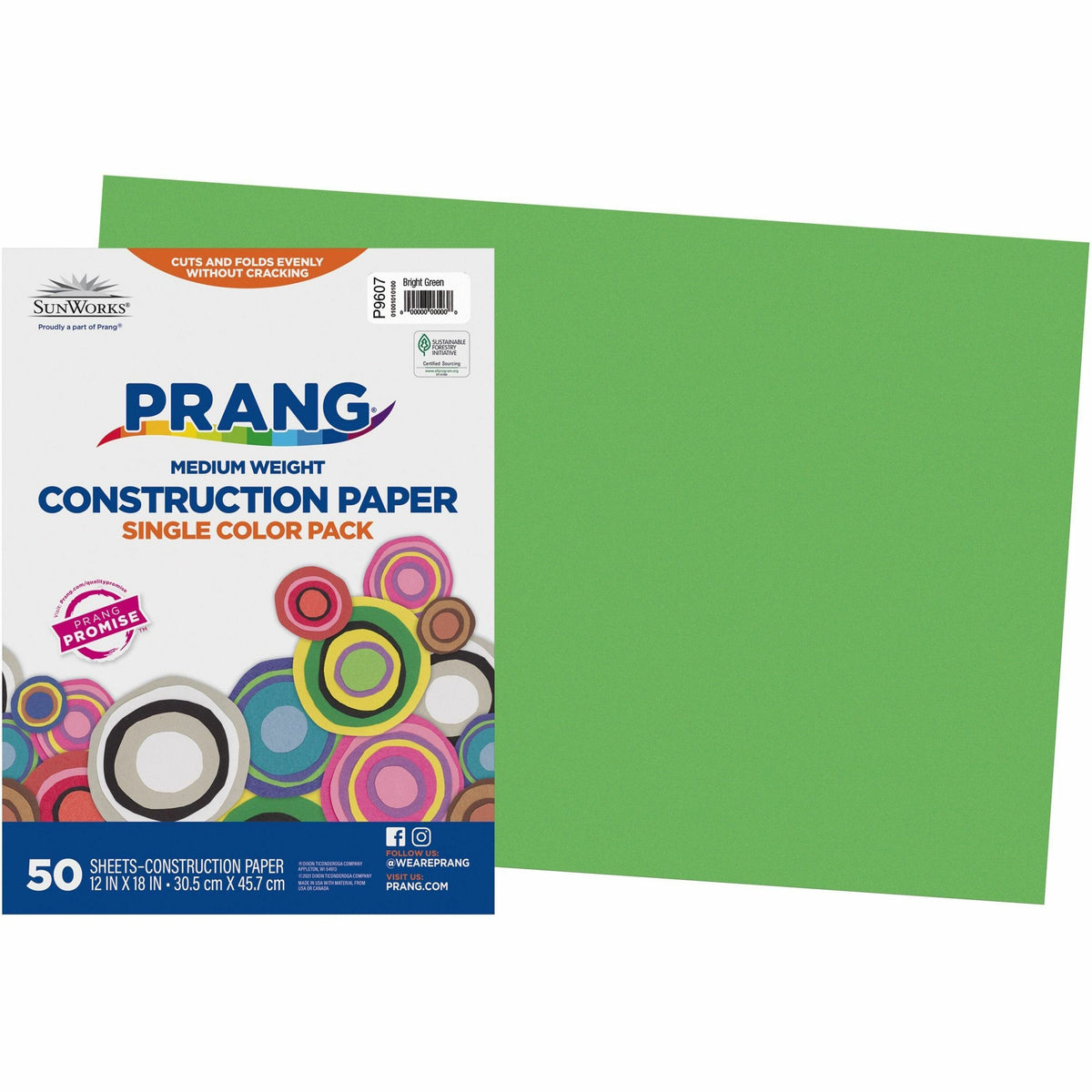 Prang Construction Paper - Multipurpose - 18" Width x 12" Length - Bright Green - Groundwood - 50 / Pack