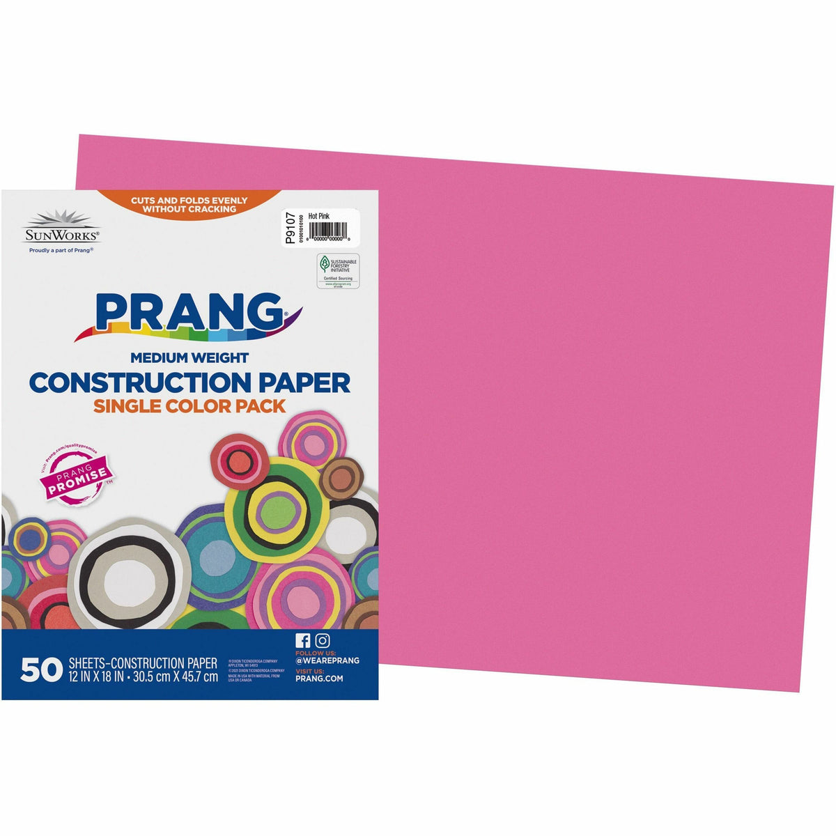 Prang Construction Paper - Multipurpose - 18" Width x 12" Length - Hot Pink - Groundwood - 50 / Pack