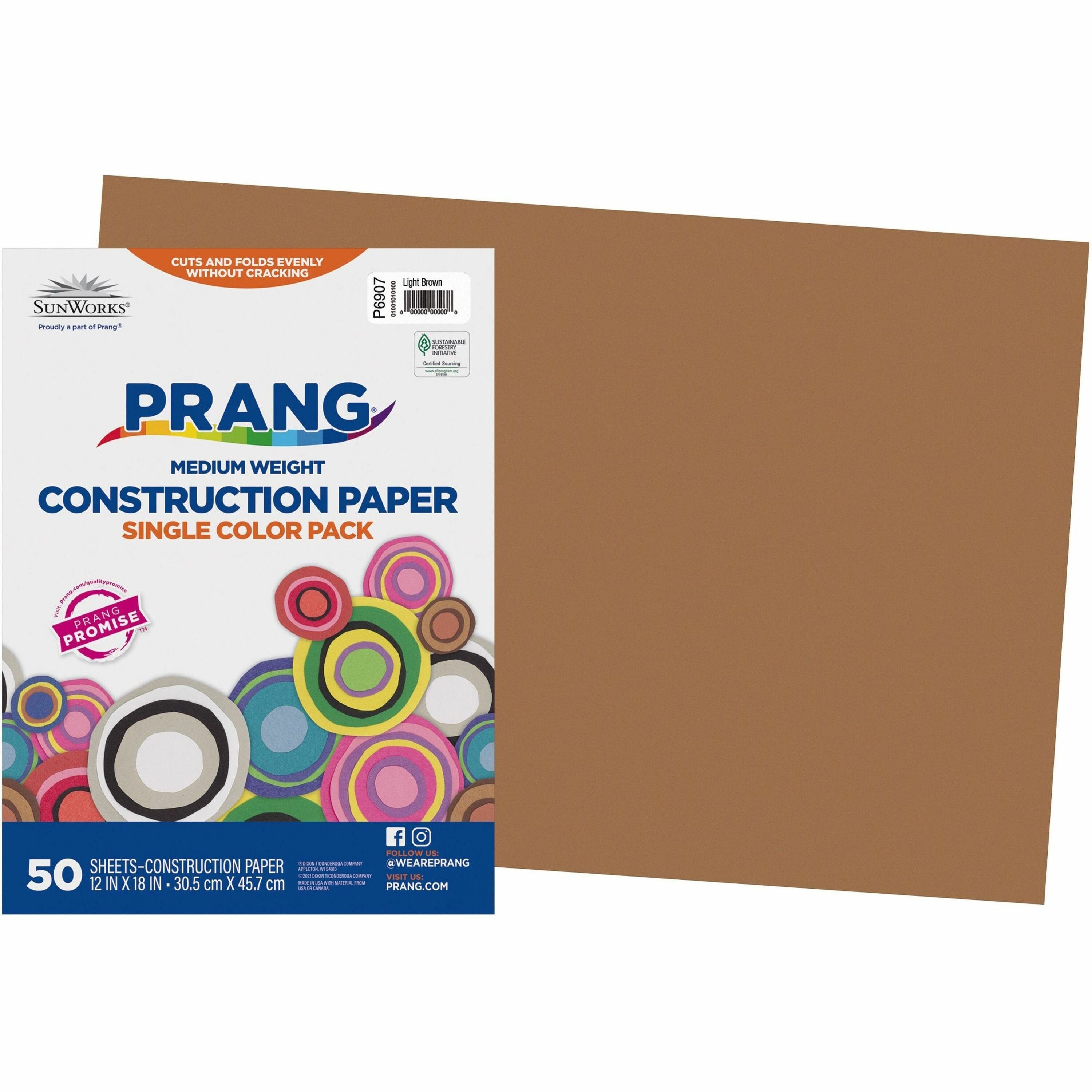 Prang Construction Paper - Art - 18" Width x 12" Length - Light Brown - Groundwood - 50 / Pack