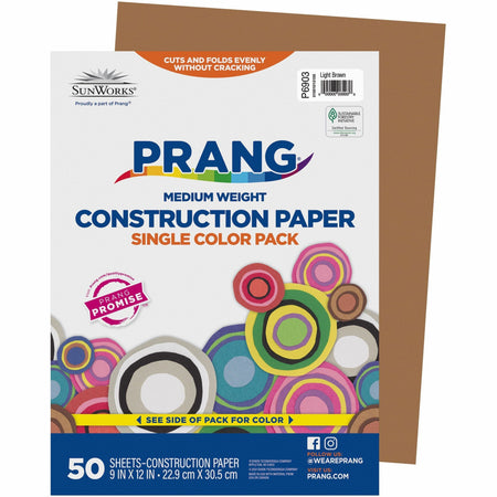 Prang Construction Paper - Art - 12" Width x 9" Length - Light Brown - Groundwood - 50 / Pack