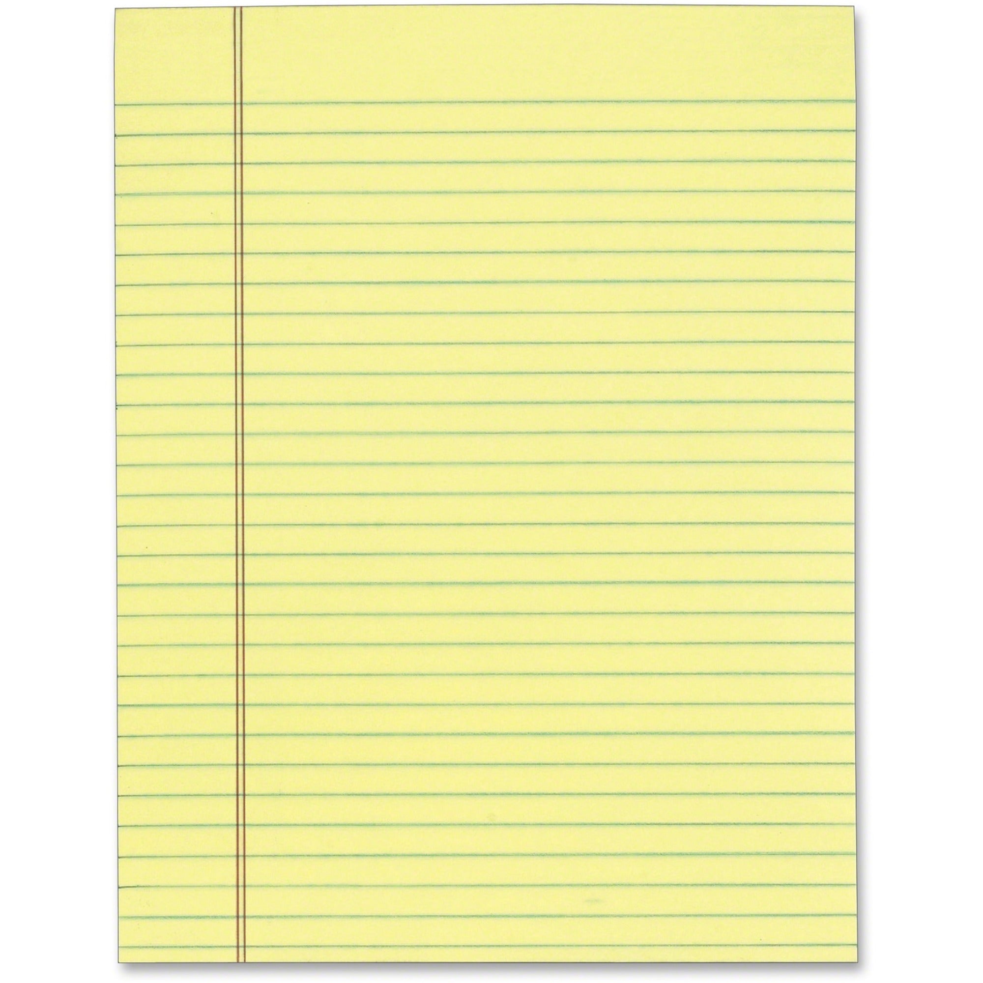 TOPS The Legal Pad - Letter - 50 Sheets - Glue - Ruled Red Margin - 16 lb Basis Weight - Letter - 8 1/2" x 11" Sheet Size - Canary Paper - Perforated - 12 / Pack