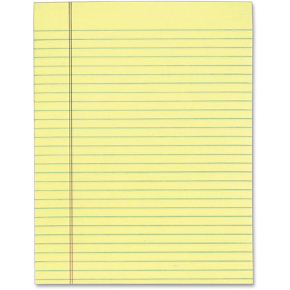 TOPS The Legal Pad - Letter - 50 Sheets - Glue - Ruled Red Margin - 16 lb Basis Weight - Letter - 8 1/2" x 11" Sheet Size - Canary Paper - Perforated - 12 / Pack