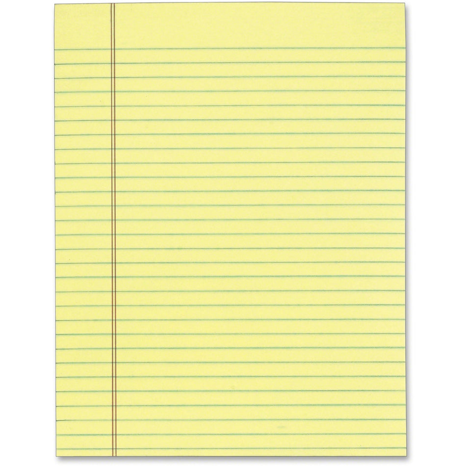 TOPS The Legal Pad - Letter - 50 Sheets - Glue - Ruled Red Margin - 16 lb Basis Weight - Letter - 8 1/2" x 11" Sheet Size - Canary Paper - Perforated - 12 / Pack