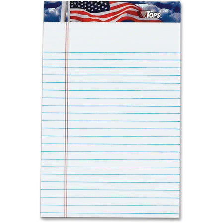 TOPS American Pride Writing Tablet - 50 Sheets - Strip - 16 lb Basis Weight - Jr.Legal - 5" x 8" Sheet Size - 8" Height x 5" Width - White Paper - Perforated, Heavyweight, Bleed Resistant, Acid-free - 1 Dozen