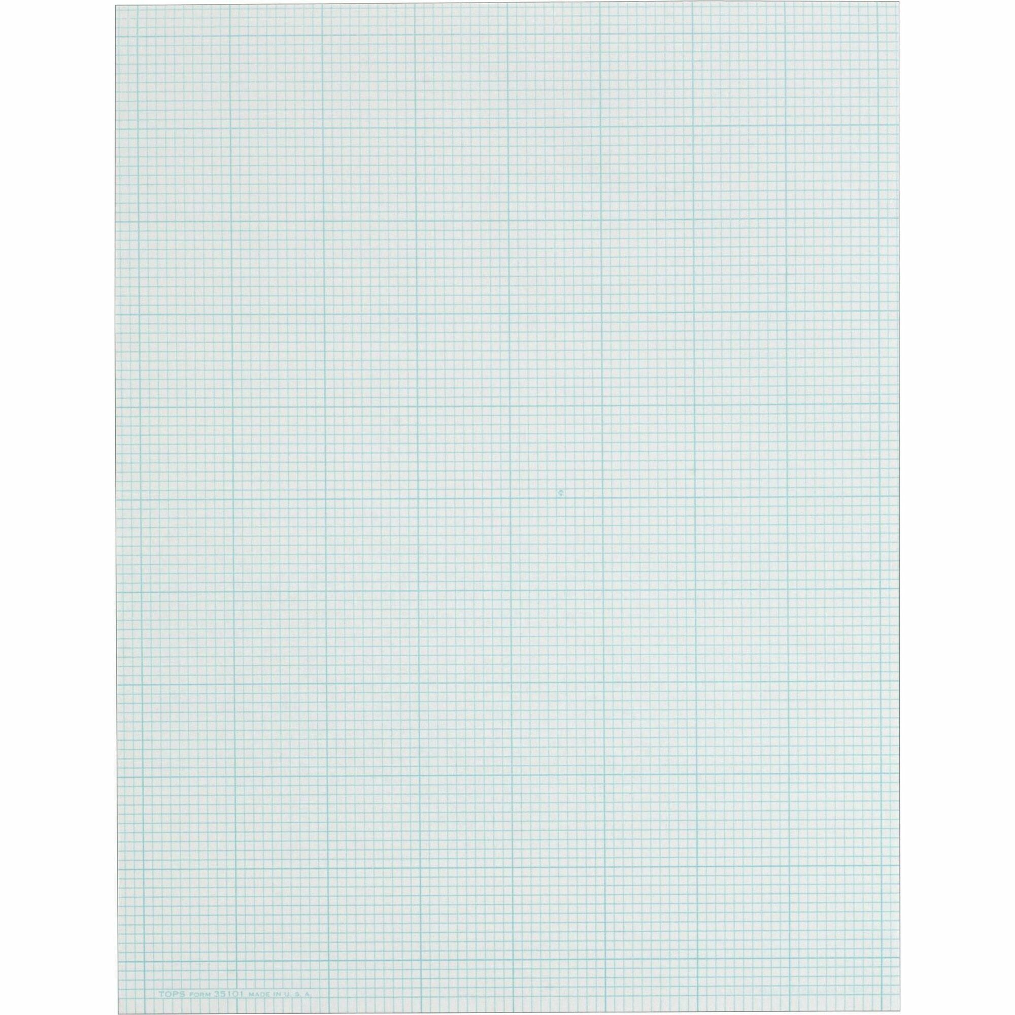 TOPS Cross-Section Pad - 50 Sheets - Glue - Blue Margin - 20 lb Basis Weight - Letter - 8 1/2" x 11" Sheet Size - White Paper - Unpunched - 1 Pad