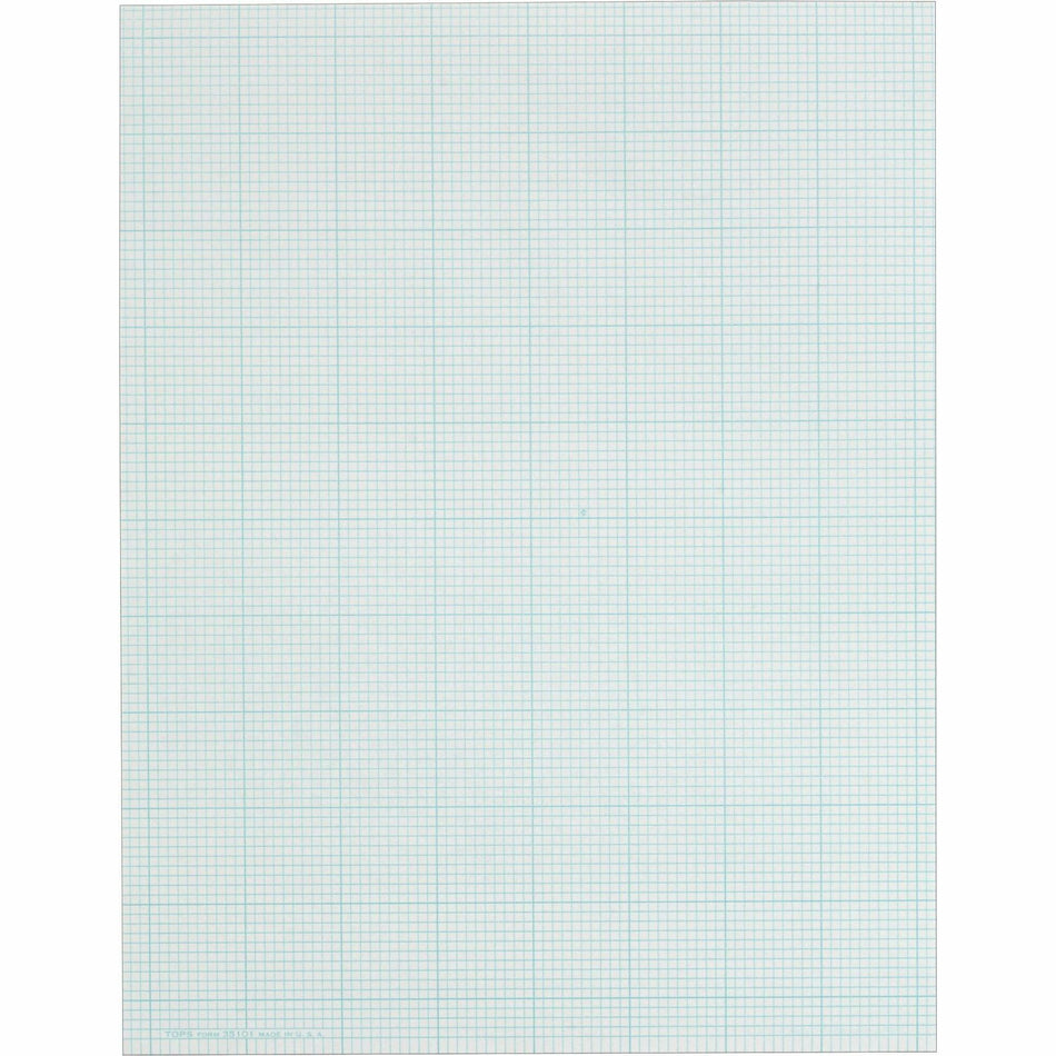 TOPS Cross-Section Pad - 50 Sheets - Glue - Blue Margin - 20 lb Basis Weight - Letter - 8 1/2" x 11" Sheet Size - White Paper - Unpunched - 1 Pad
