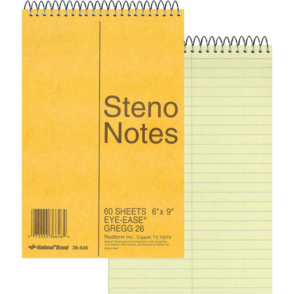 Rediform Steno Notebook: 60 Sheets 6’’ x 9’’ Green Paper Brown Cover - Notebooks