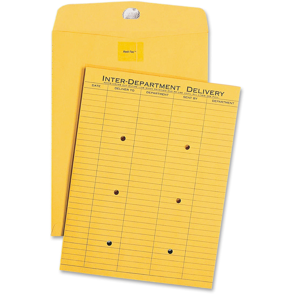 Quality Park 10 x 13 Inter-Departmental Envelopes with Resealable Closure - Inter-department - 10" Width x 13" Length - 32 lb - Self-sealing - Light Brown - Kraft - 100 / Box