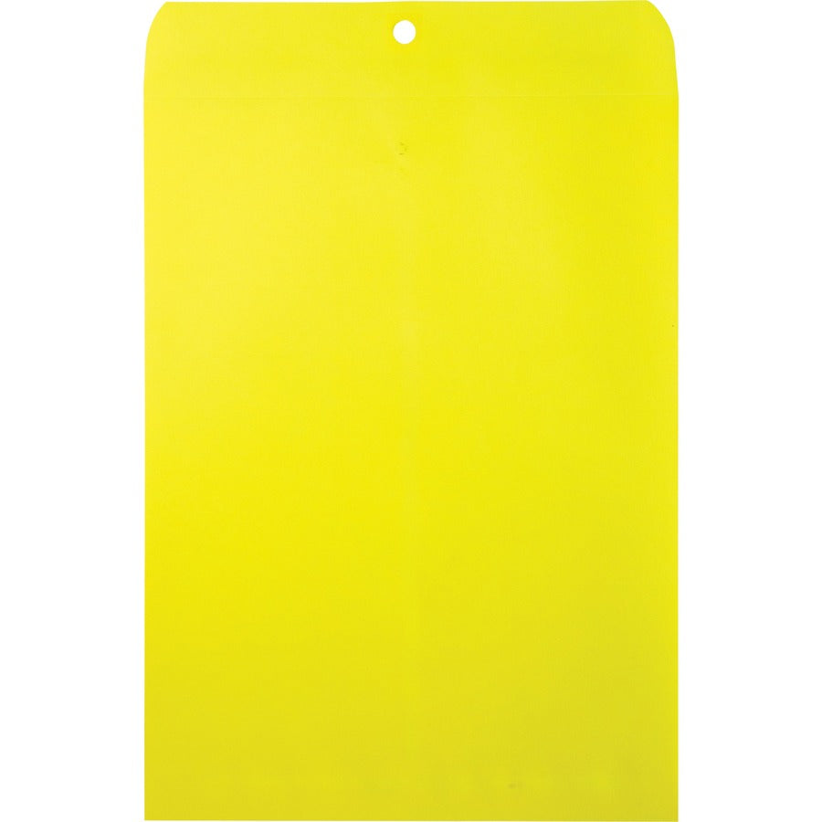 Quality Park 9 x 12 Clasp Envelopes with Deeply Gummed Flaps - Clasp - #90 - 9" Width x 12" Length - 28 lb - Gummed - Yellow - 10 / Pack