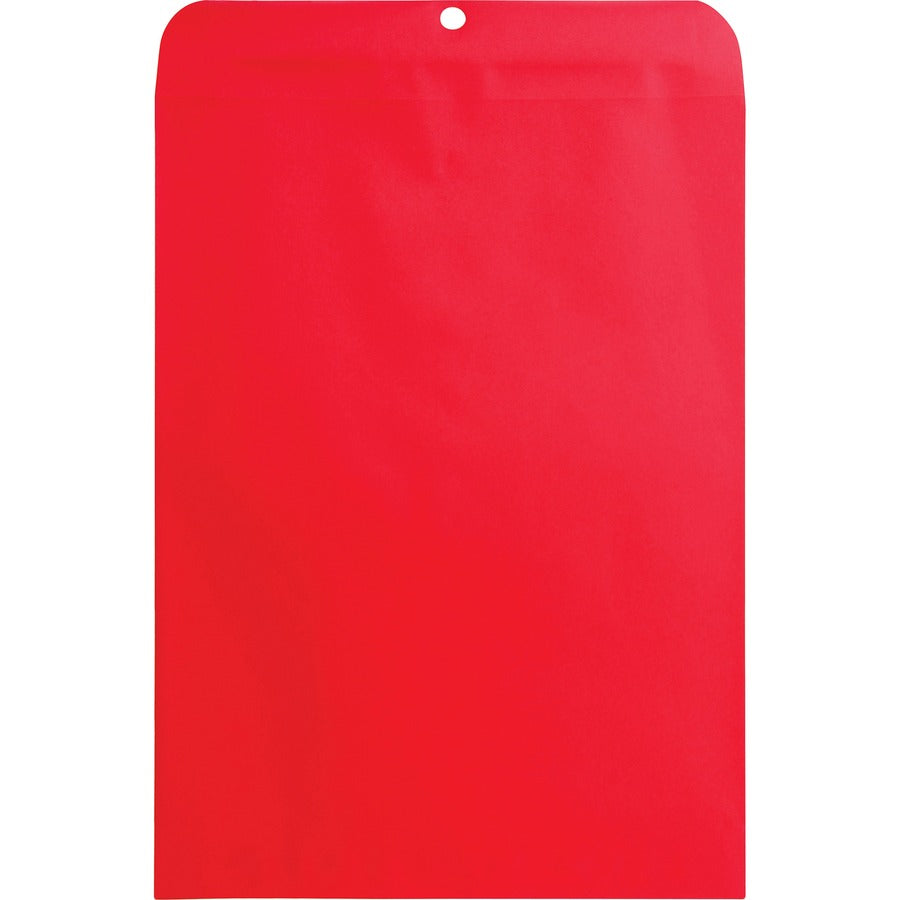 Quality Park 9 x 12 Clasp Envelopes with Deeply Gummed Flaps - Clasp - #90 - 9" Width x 12" Length - 28 lb - Clasp - Red - Paper - 10 / Pack