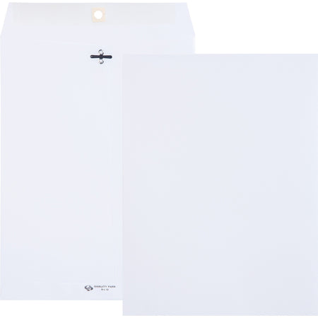 Quality Park 9 x 12 Clasp Envelopes with Deeply Gummed Flaps - Clasp - #90 - 9" Width x 12" Length - 28 lb - Gummed Flap - White - 100 / Box