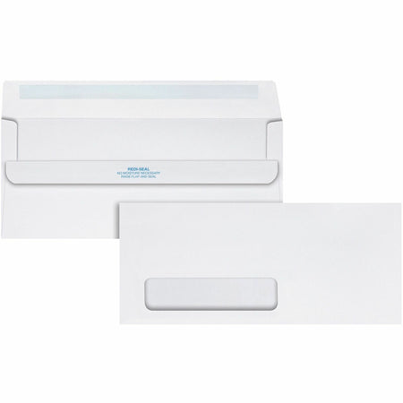 Quality Park No. 10 Single Window Envelope with a Self-Seal Closure - Single Window - #10 - 4 1/8" Width x 9 1/2" Length - 24 lb - Self-sealing - White - Wove - 500 / Box