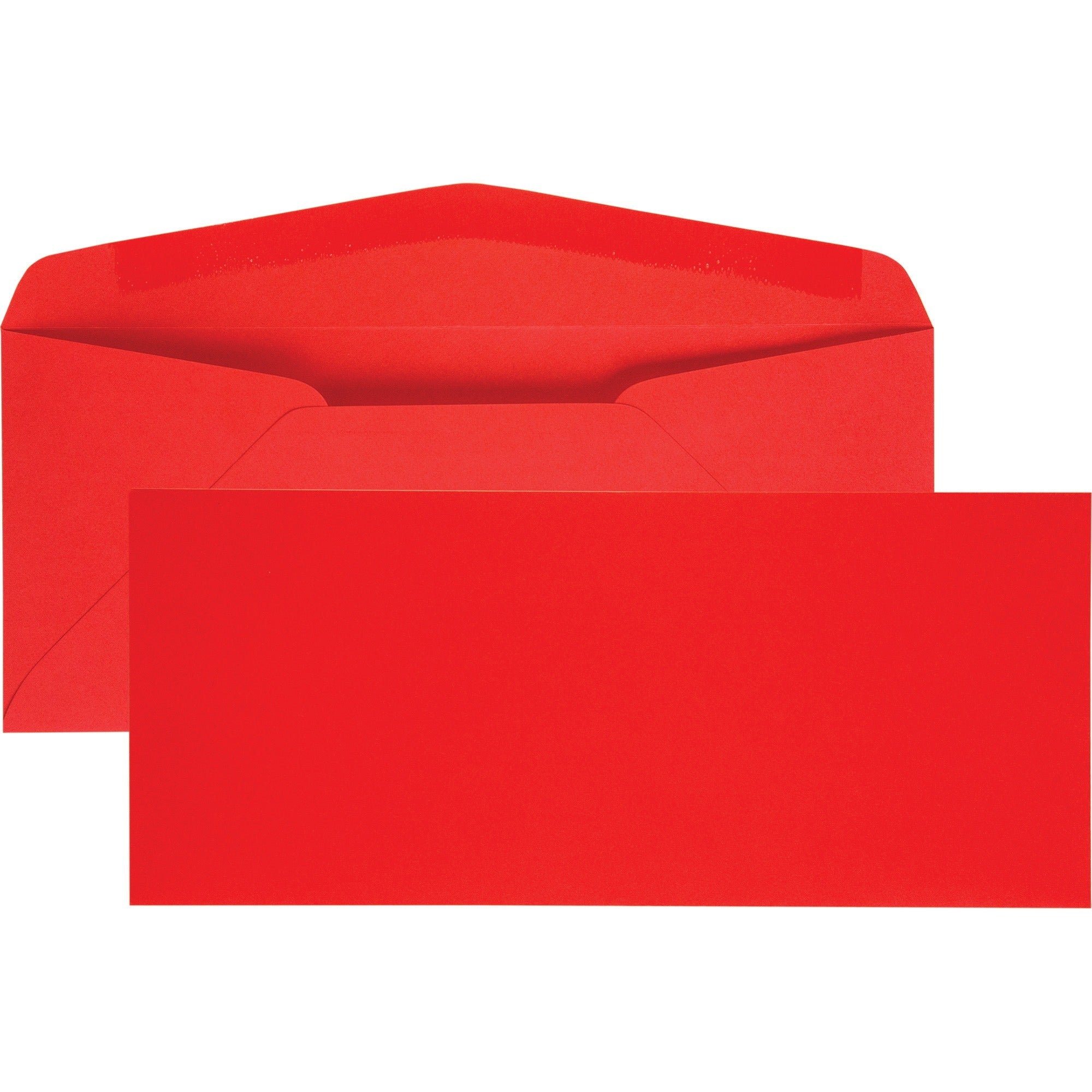 Quality Park No. 10 Bright Red Envelopes - Business - #10 - 4 1/8" Width x 9 1/2" Length - 60 lb - Adhesive - Red - 25 / Pack