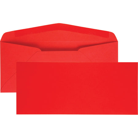 Quality Park No. 10 Bright Red Envelopes - Business - #10 - 4 1/8" Width x 9 1/2" Length - 60 lb - Adhesive - Red - 25 / Pack