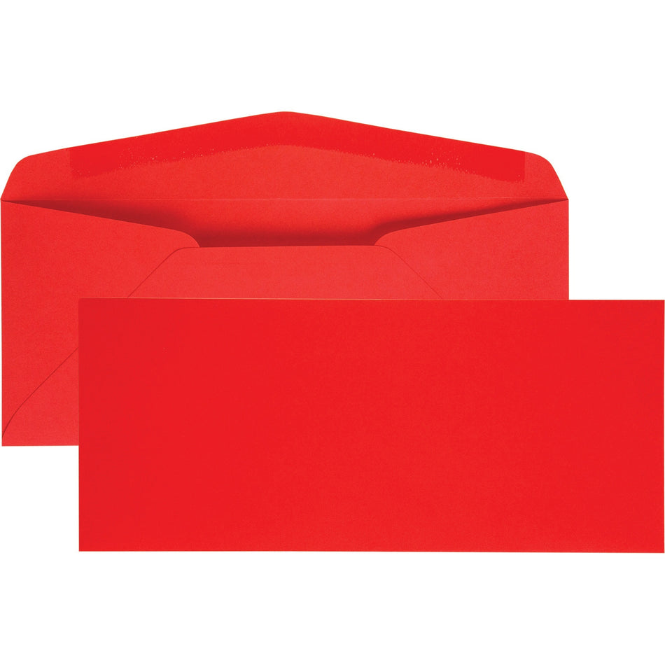 Quality Park No. 10 Bright Red Envelopes - Business - #10 - 4 1/8" Width x 9 1/2" Length - 60 lb - Adhesive - Red - 25 / Pack