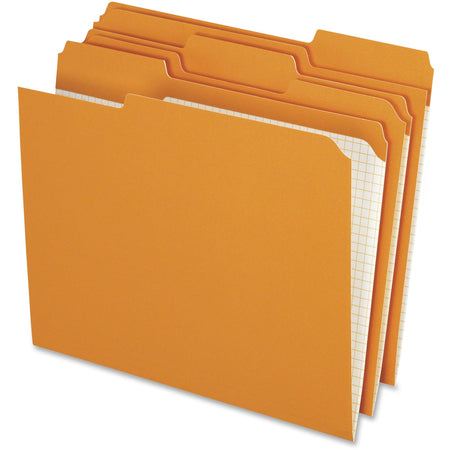 Pendaflex 1/3 Tab Cut Letter Recycled Top Tab File Folder - 8 1/2" x 11" - Top Tab Location - Assorted Tab Position - 11 pt. - Orange - 10% Recycled - 100 / Box