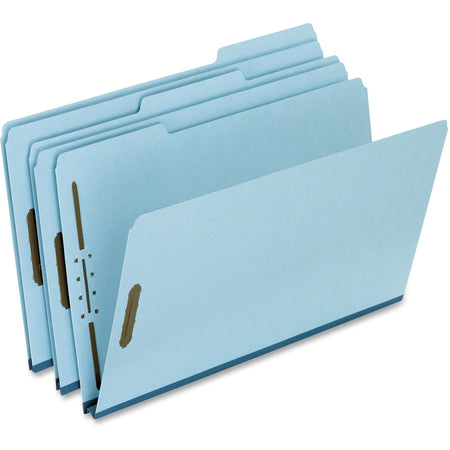 Pendaflex 1/3 Tab Cut Legal Recycled Top Tab File Folder - 8 1/2" x 14" - 2 Fastener(s) - Top Tab Location - Assorted Tab Position - 25 pt. - Pressboard - Blue - 60% Recycled - 25 / Box