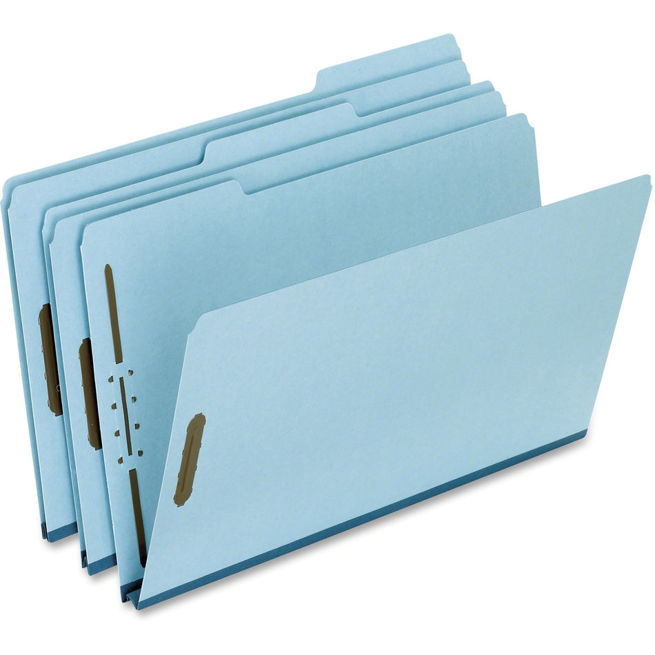 Pendaflex 1/3 Tab Cut Legal Recycled Top Tab File Folder - 8 1/2" x 14" - 2 Fastener(s) - Top Tab Location - Assorted Tab Position - 25 pt. - Pressboard - Blue - 60% Recycled - 25 / Box