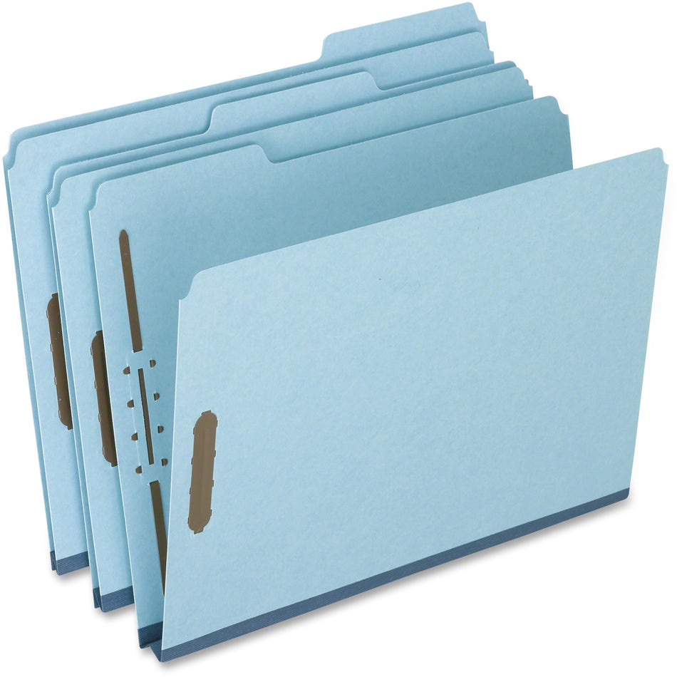 Pendaflex 1/3 Tab Cut Letter Recycled Top Tab File Folder - 8 1/2" x 11" - 2 Fastener(s) - Top Tab Location - Assorted Tab Position - 25 pt. - Pressboard - Blue - 60% Recycled - 25 / Box