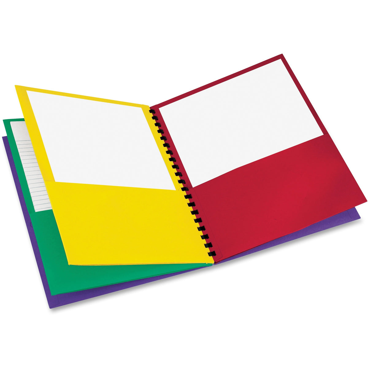 Oxford 99656 Letter Pocket Folder - 8 1/2" x 11" - 200 Sheets Capacity - 8 Pocket(s) - Fiber - Red, Green, Yellow, Purple - Die-cut, Acid-free - 1 Each