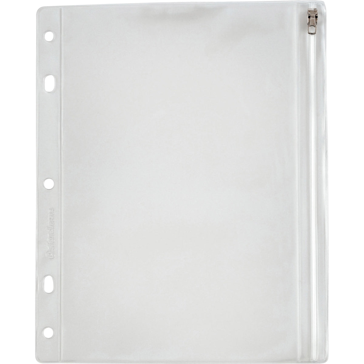 Oxford Zipper Binder Pockets - For 10 1/2" x 8" Sheet - Ring Binder - Rectangular - Clear, White - Poly - 1 Each