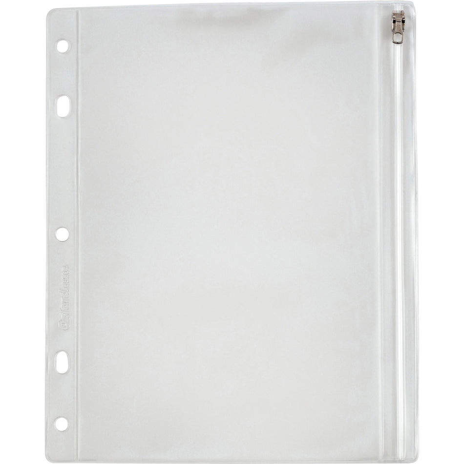 Oxford Zipper Binder Pockets - For 10 1/2" x 8" Sheet - Ring Binder - Rectangular - Clear, White - Poly - 1 Each