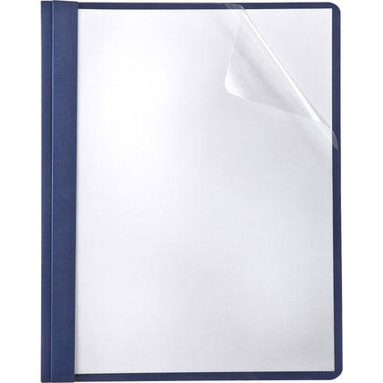 TOPS Letter Recycled Report Cover - 8 1/2" x 11" - 85 Sheets Capacity - 3 x Double Tang Fastener(s) - 1/2" for Folder - Navy - Clear Front, Punched, Acid-free, Embossed - 35% Fiber Recycled - 25 / Box