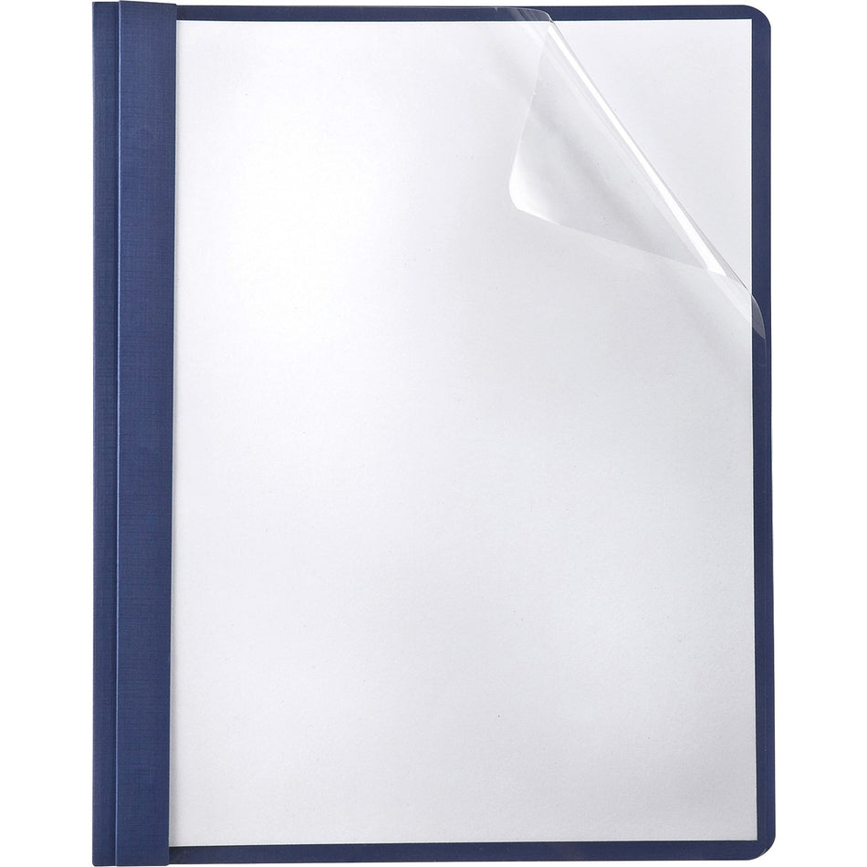 TOPS Letter Recycled Report Cover - 8 1/2" x 11" - 85 Sheets Capacity - 3 x Double Tang Fastener(s) - 1/2" for Folder - Navy - Clear Front, Punched, Acid-free, Embossed - 35% Fiber Recycled - 25 / Box